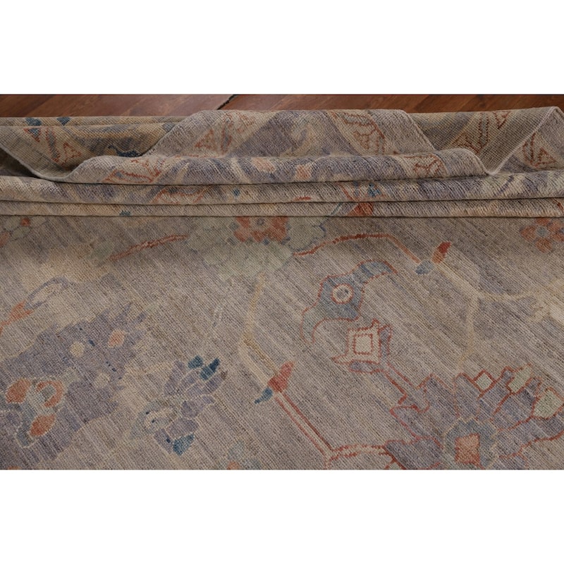 Vegetable Dye Oushak Turkish Rug Hand-Knotted Bedroom Wool Carpet - 9'2"x 12'0"