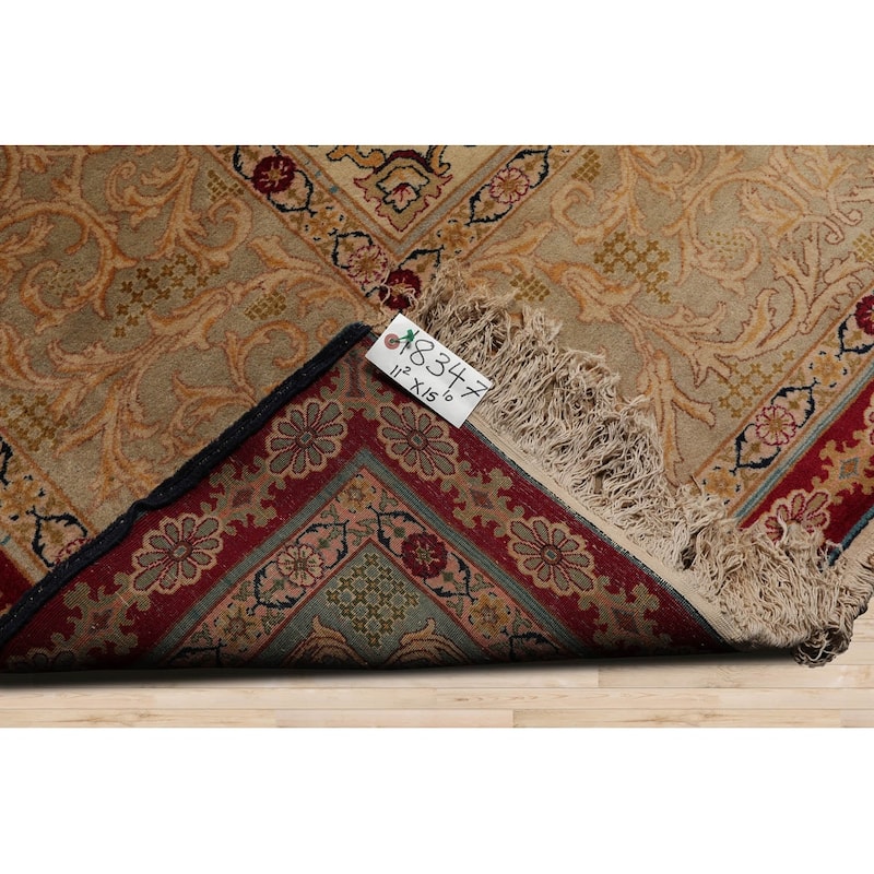Hand Knotted 300 KPSI Tabriz Burgundy 100% Wool Traditional Area Rug - 11' 2'' x 15' 10''