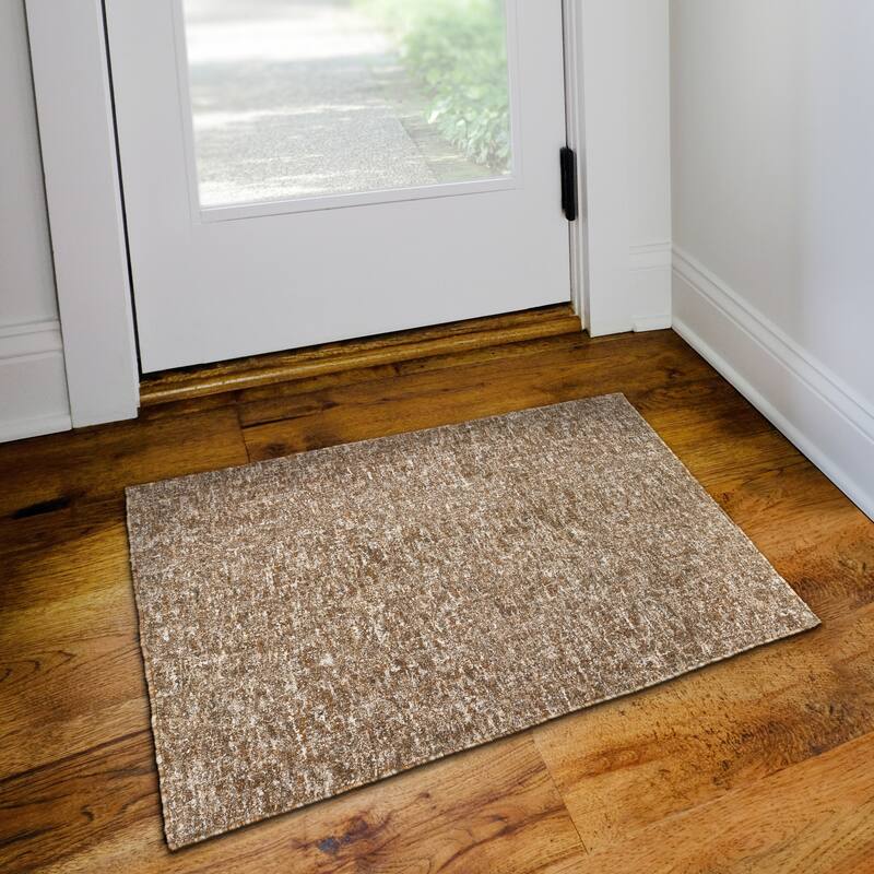 Addison Winslow Active Solid Wool and Viscose Area Rug - 2' x 3' - Grey/Taupe/Brown