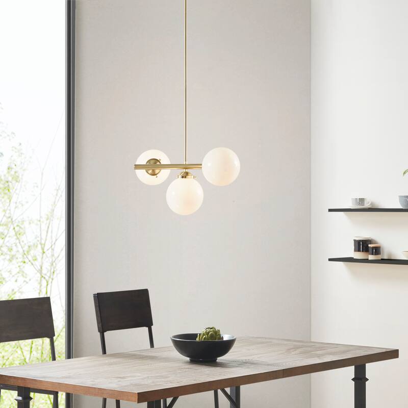 INK+IVY Aurelia 3-Light Chandelier with Frosted Glass Globe Bulbs - Gold