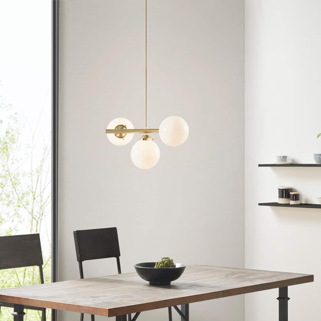 INK+IVY Aurelia 3-Light Chandelier with Frosted Glass Globe Bulbs