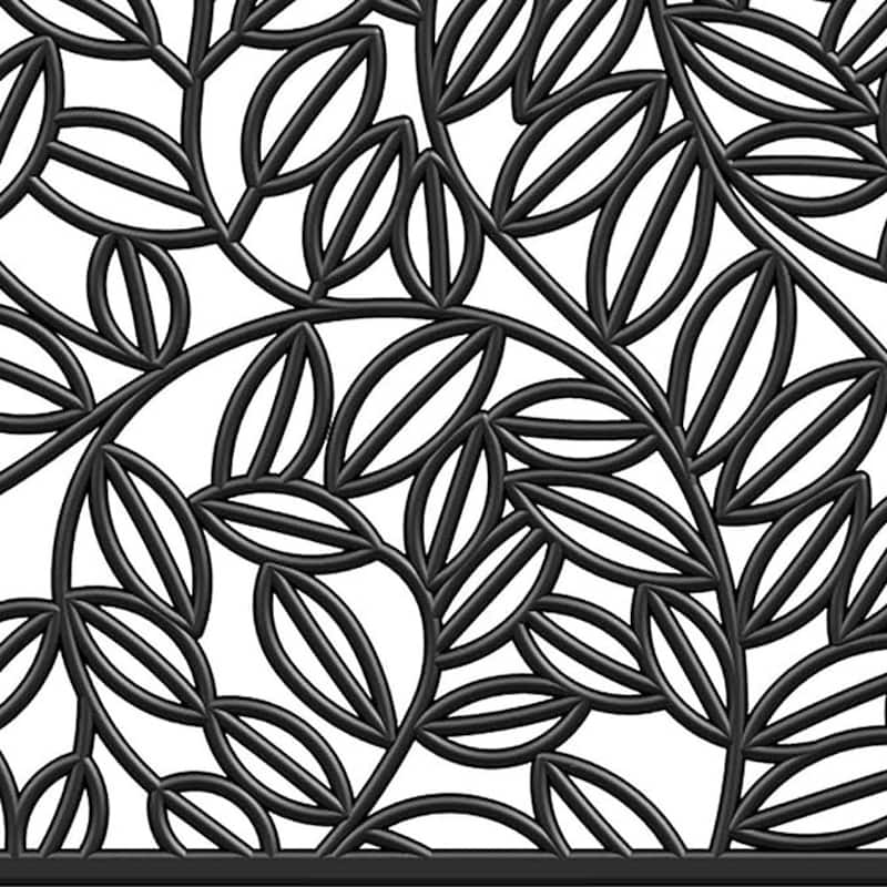 HomeRoots 24" X 36" Black Rubber Botanical Leaves Outdoor Door Mat - 24.00' X '36.00