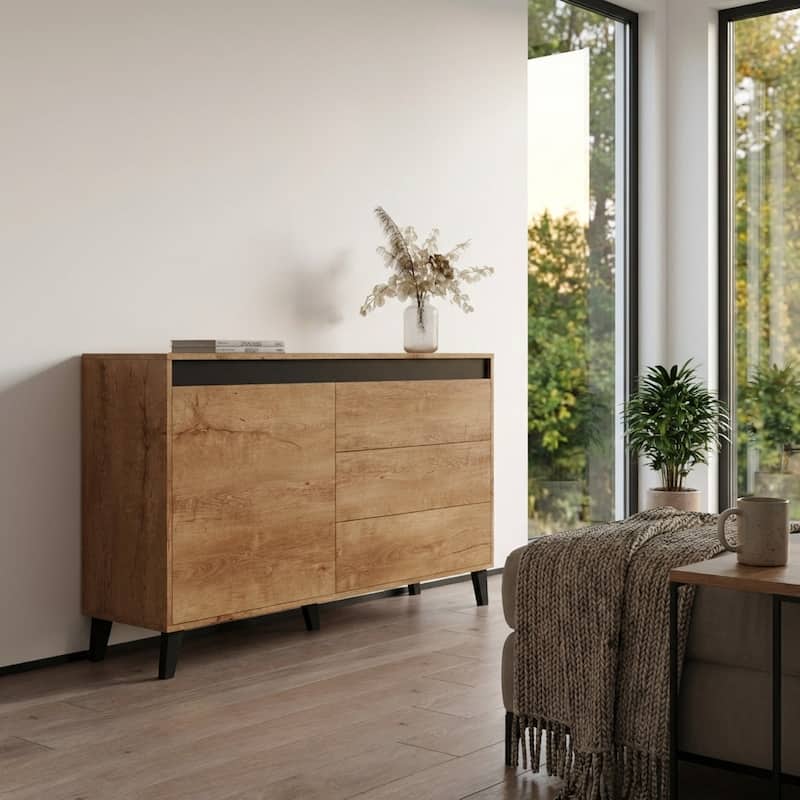 Meble Furniture Nord 54" Modern Sideboard Buffet Credenza - 32.7" H x 54.3" W x 15" D