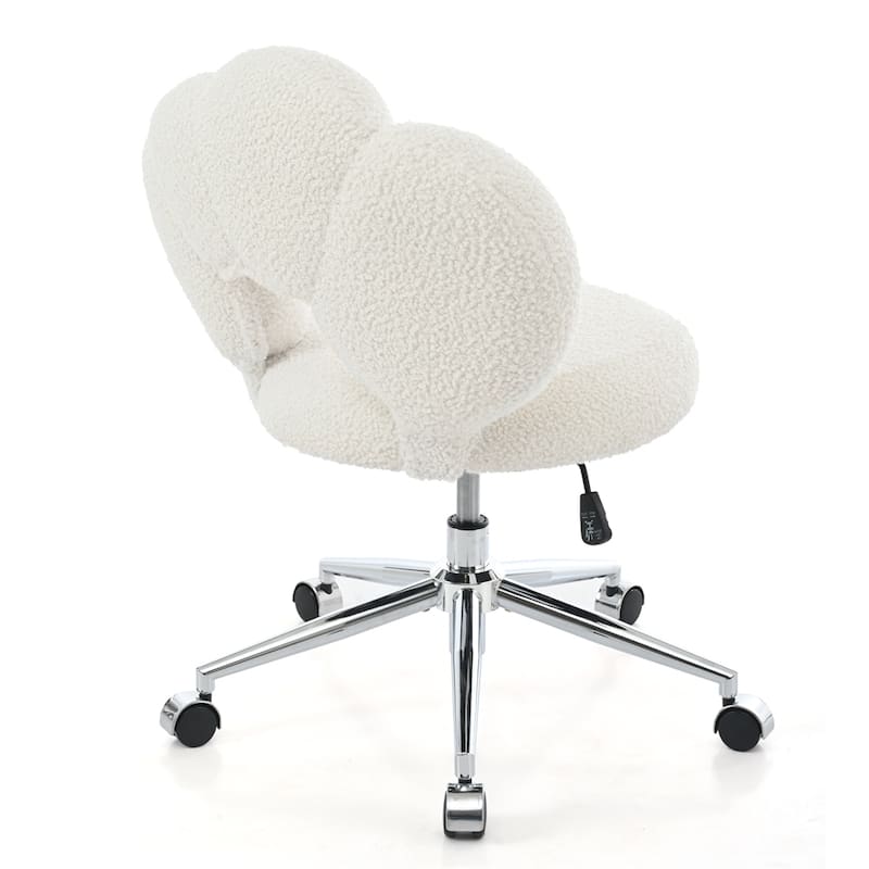 360°Ergonomic Height Adjustable Teddy Fabric Swivel Home Office Chair