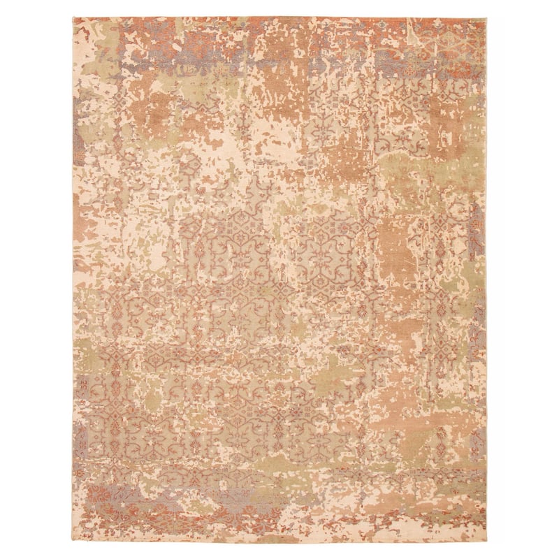 ECARPETGALLERY Hand-knotted Heritage Tan Silk, Wool Rug - 7'9 x 10'0 - Tan - 7'9 x 10'0