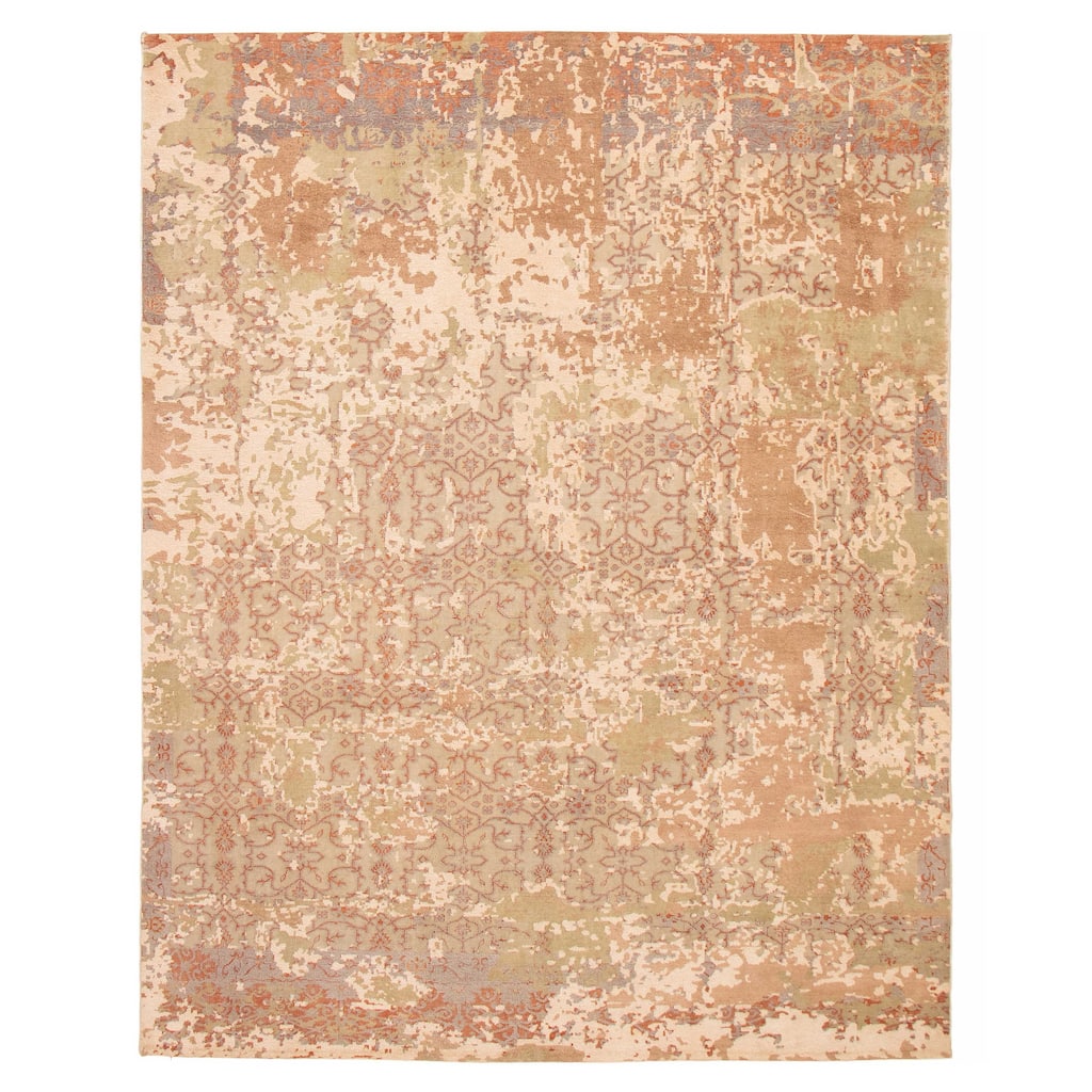 ECARPETGALLERY Hand-knotted Heritage Tan Silk, Wool Rug - 7'9 x 10'0