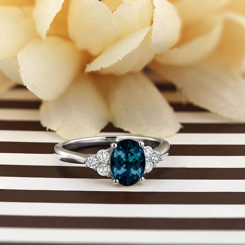 Auriya 1 1/10ct Oval London Blue Topaz and Diamond Engagement Ring 1/4ctw 14k Gold