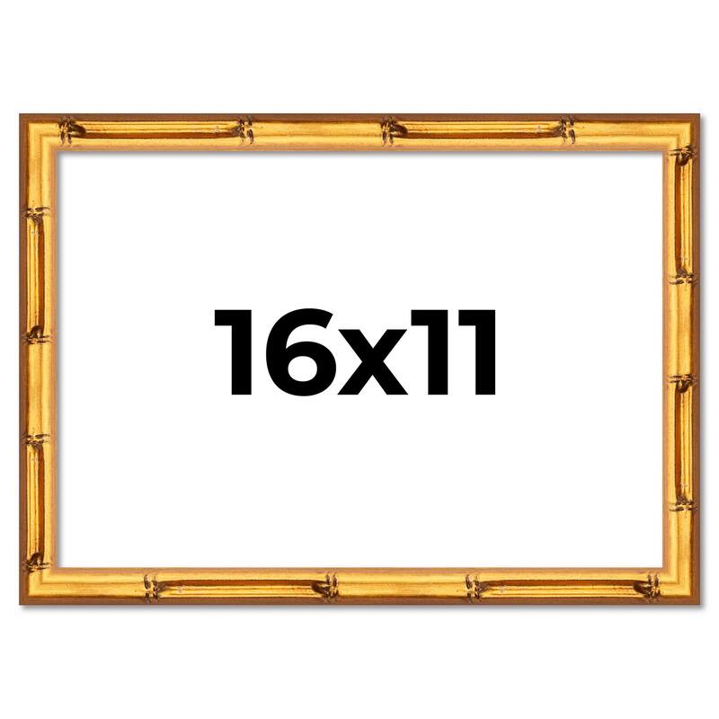 16x11 Frame Gold Bamboo Picture Frame Modern Photo Frame Includes UV Acrylic Shatter Guard Front Acid Free Foam Backing Board