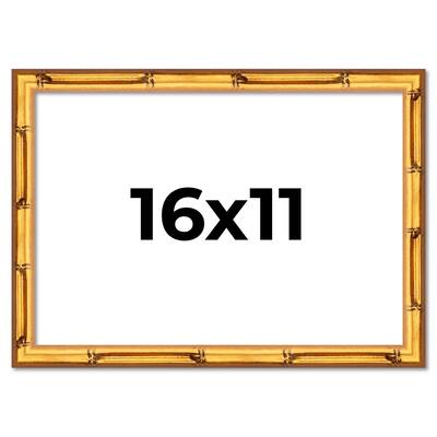 16x11 Frame Gold Bamboo Picture Frame Modern Photo Frame Includes UV Acrylic Shatter Guard Front Acid Free Foam Backing Board