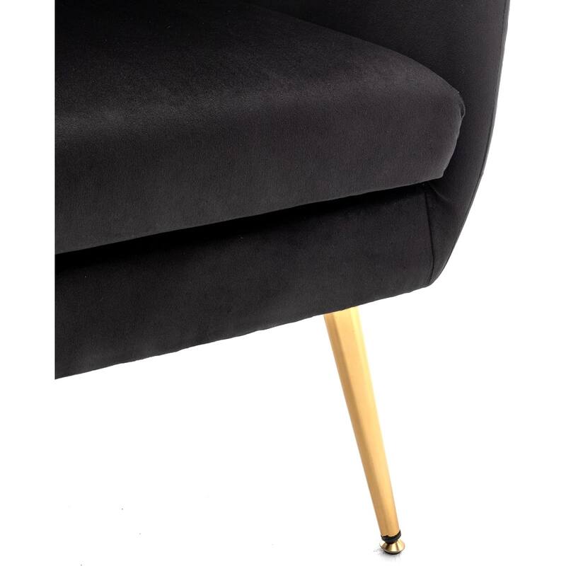 Modern Chic Mid-Century Velvet Accent Armchair Button-Tufted Wingback Design with Gold Flared Legs