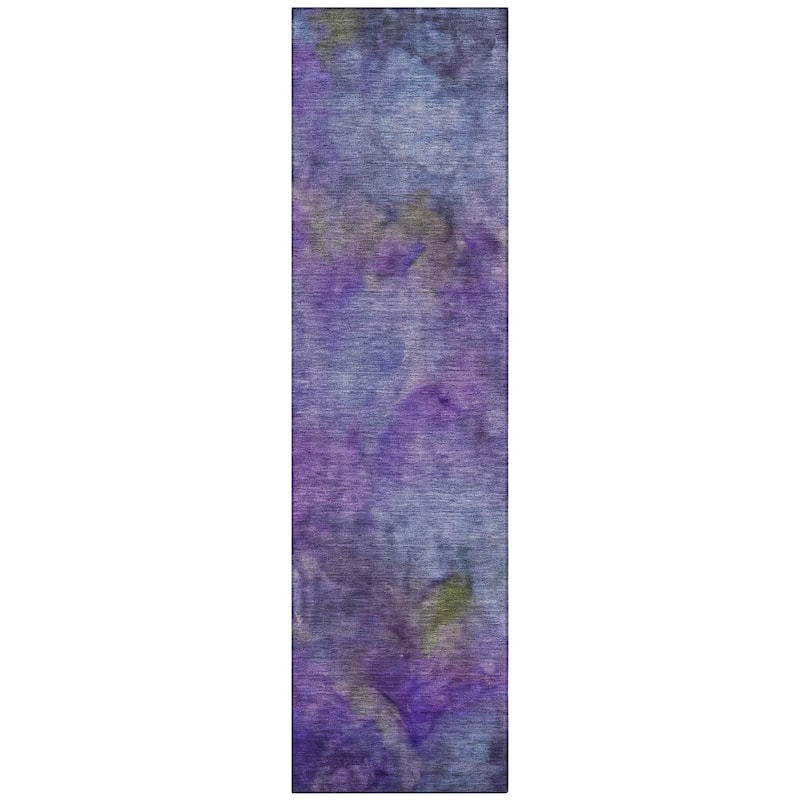 Machine Washable Indoor/ Outdoor Abstract Contemporary Chantille Rug