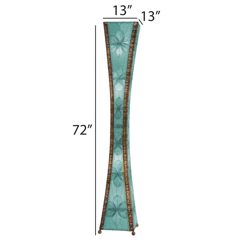 Eangee Handmade Hourglass Giant Floor Lamp, Jackfruit Leaves Shade, 13 x 13 x 72 in.