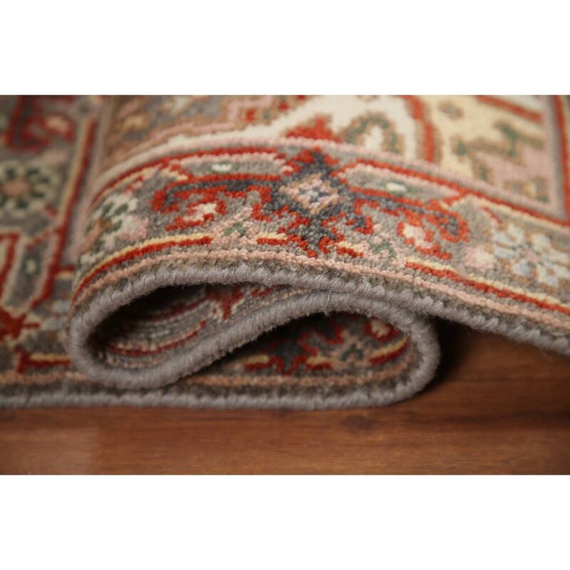 Hand Knotted Oriental 100% Wool Carpet Traditional Medallion Greys & Charcoal Heriz (serapi) Area Rug - 3' 0'' X 2' 0''