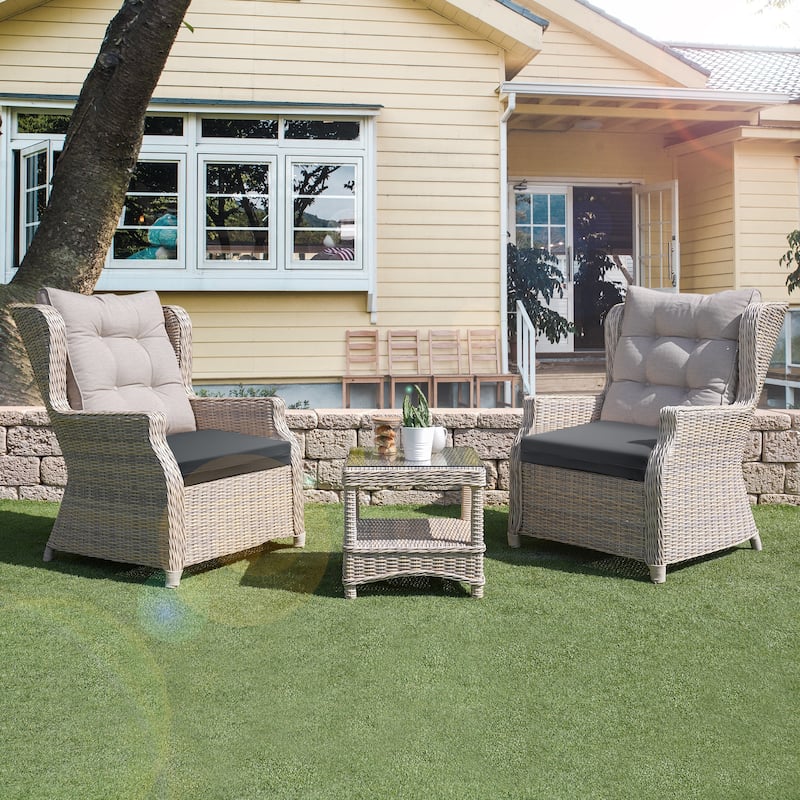 Set of 4 Waterproof Outdoor Chair Cushions with Ties for Patio Furniture