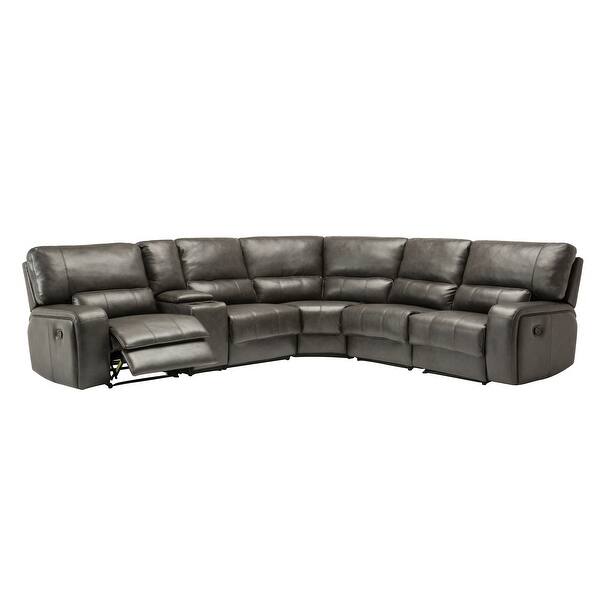 Shop Leather Air Match Upholstered Power Sectional With Recliner Overstock 17783669