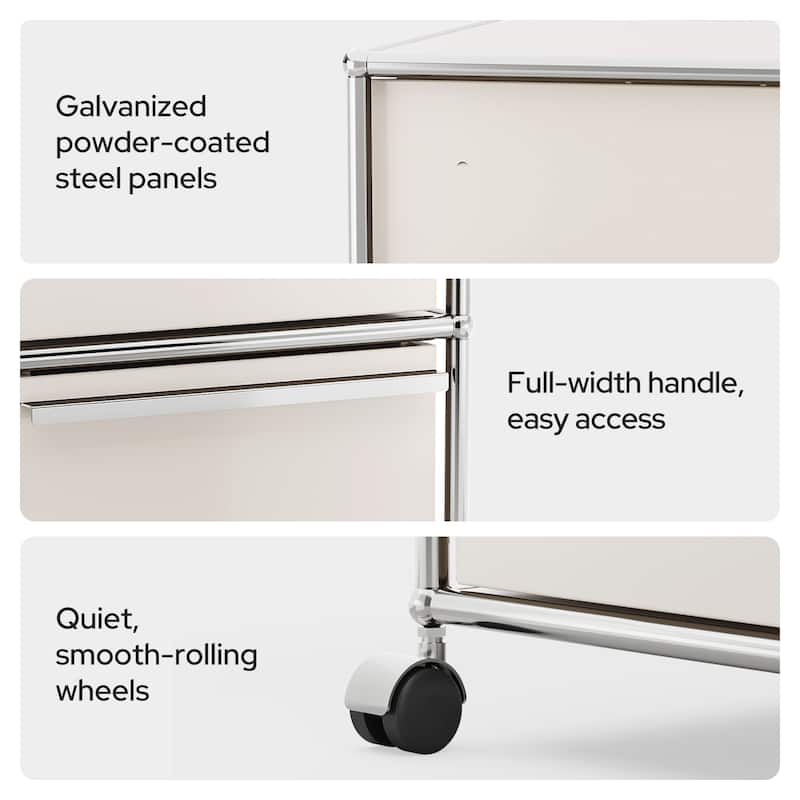 Modern 2/3-Drawer Wheel File Storage Cabinet with Stainless Metal