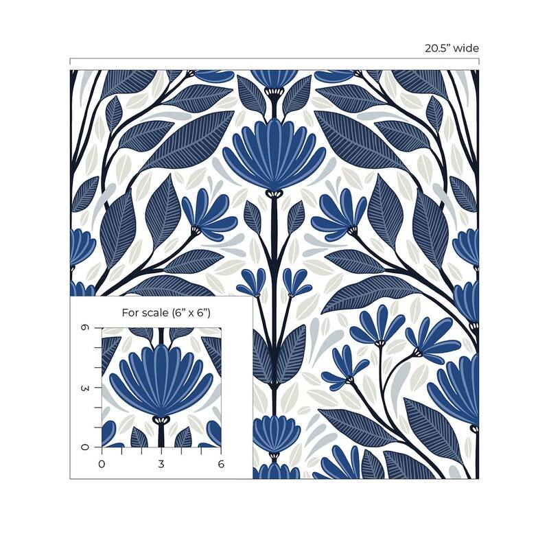 NextWall Folk Floral Peel and Stick Wallpaper