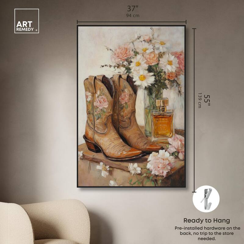 Delicate Floral Boots II Canvas by Art Remedy