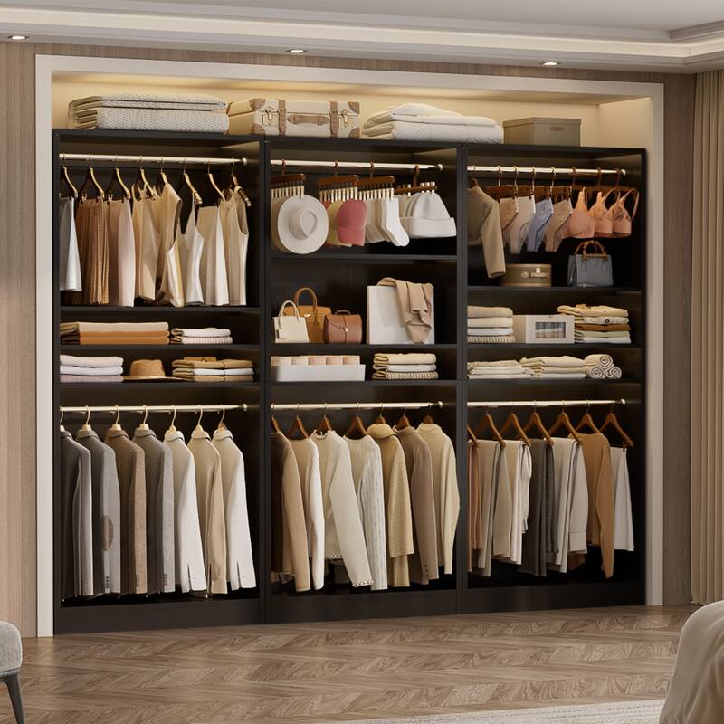 Cimly 36'' Freestanding Closet System with 2 Hanging Rods, Closet Organizer with 2 Adjustable Shelves