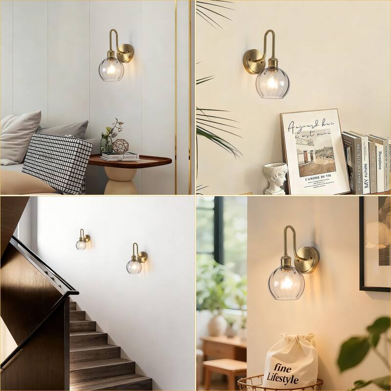 Modern 1-Light Bathroom Vanity Wall Sconce with Textured Glass Shade