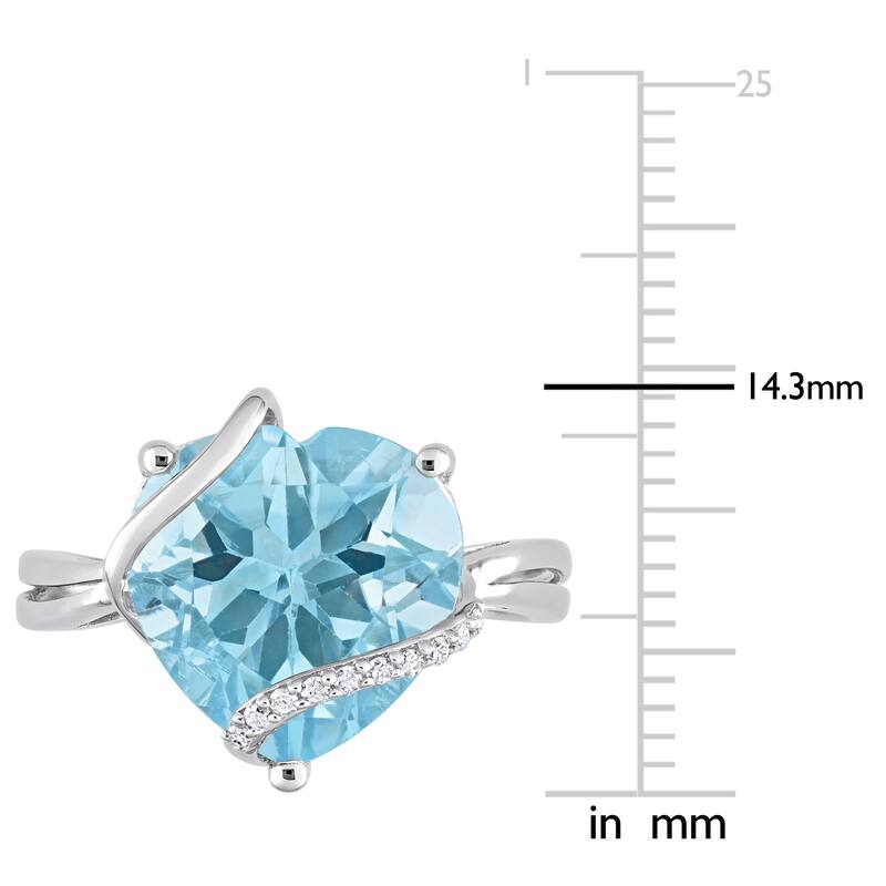 Miadora Heart-cut Sky Blue Topaz & Diamond Accent Swirl Cocktail Ring in Sterling Silver