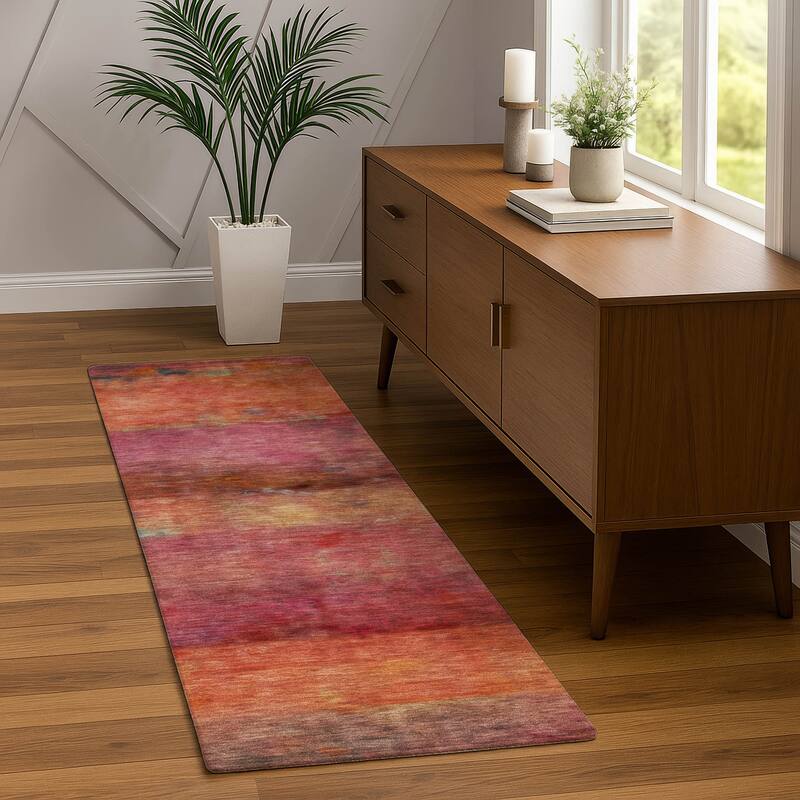 Machine Washable Indoor/ Outdoor Contemporary Ombre Chantille Rug