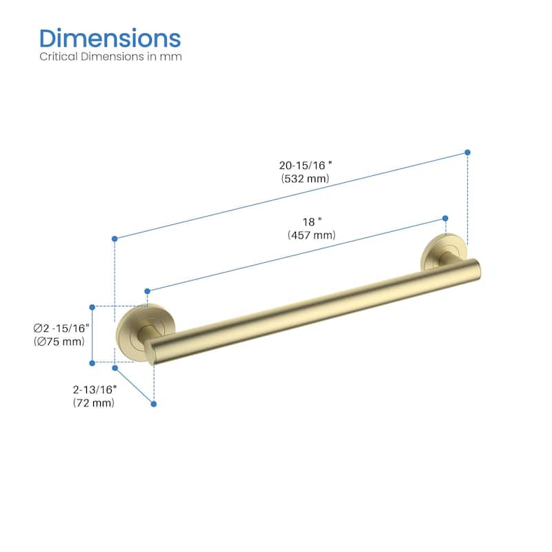 18-Inch Stainless Steel Bathroom Safety Grab Bar