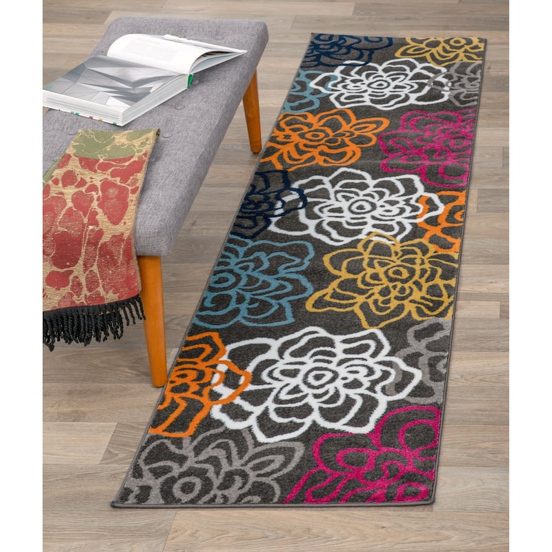 World Rug Gallery Contemporary Modern Floral Flowers Area Rug