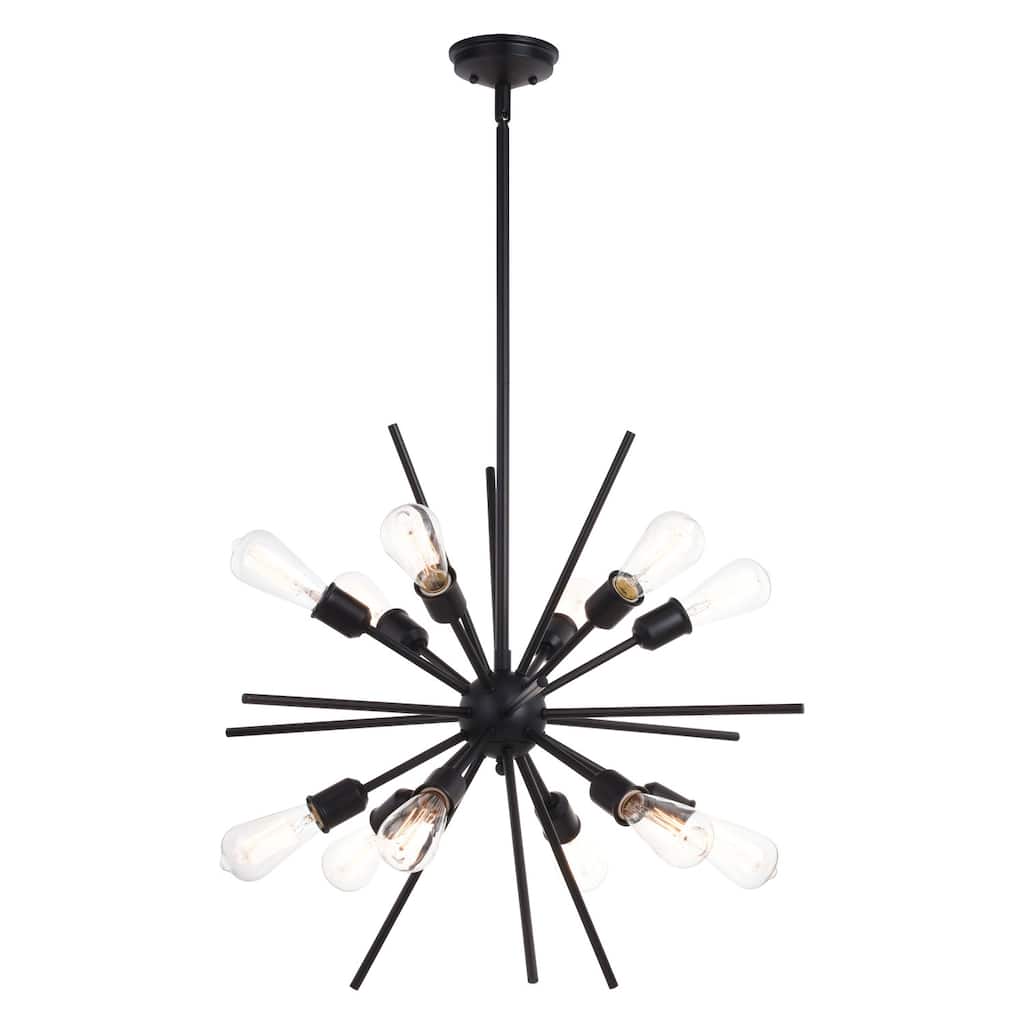 Sputnik Chandelier 12 Light Black Pendant Light Mid Century Modern Ceiling Light Fixture 27.5 Inch