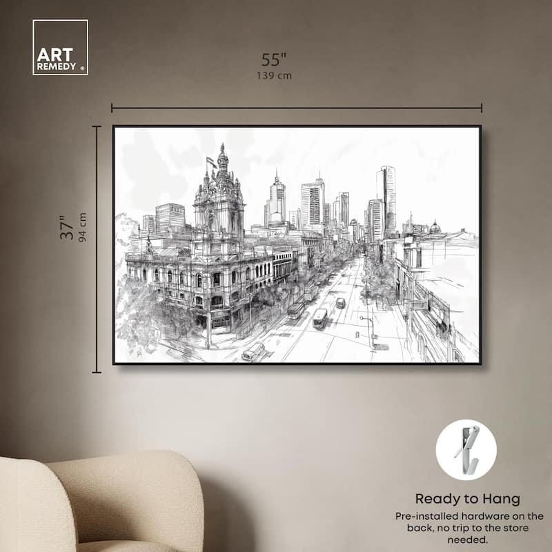 Collins Street Sketch Canvas by Art Remedy