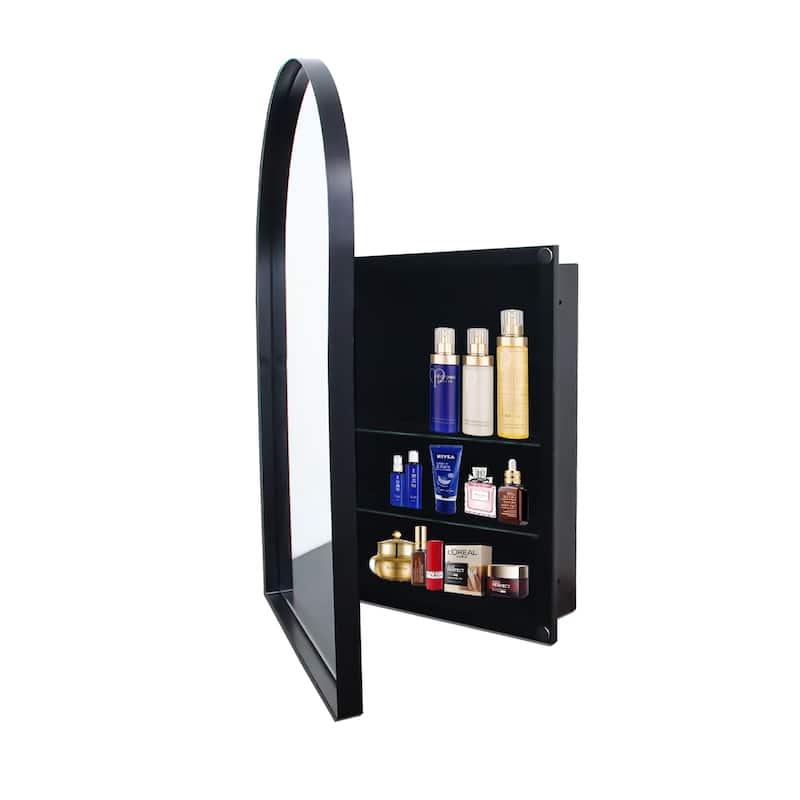 Recessed Metal Framed Medicine Cabinet with Mirror