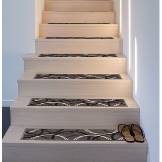 World Rug Gallery Moden Wavy Circles Non-Slip Stair Treads
