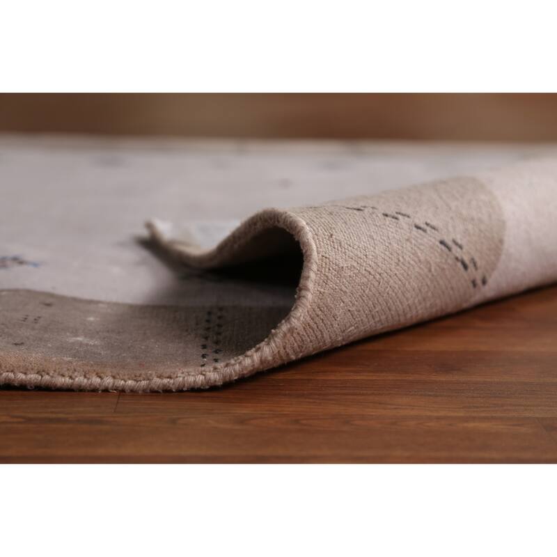 Hand Knotted Oriental 100% Wool Carpet Tribal Animal Pictorial Greys & Charcoal Gabbeh Area Rug - 7' 5'' X 5' 5''