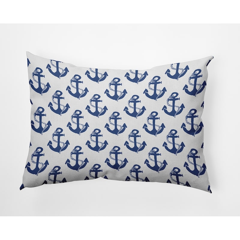 Anchor Pattern Decorative Throw Pillow - 14" x 20" - Nautical Navy