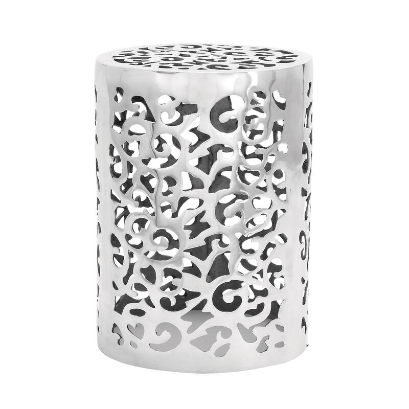Silver Aluminum Contemporary Accent Table 18 x 13 x 13 - 13 x 13 x 18