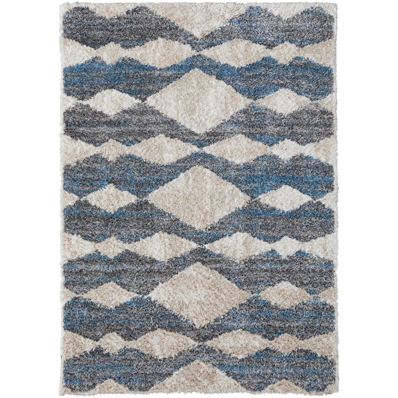 Grand Bazaar Caide Machine Made Diamond Transitional Area Rug - 5' x 8' - Ivory/Gray/Blue