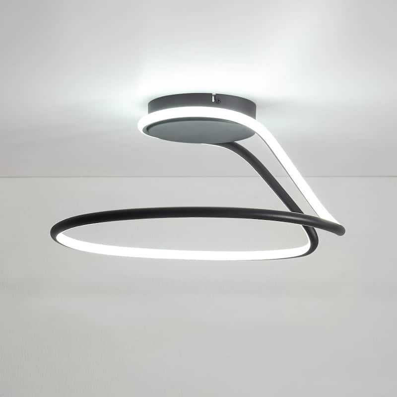 Modern Flow Line Dimmable LED Semi Flush Mount Light 16.9 in