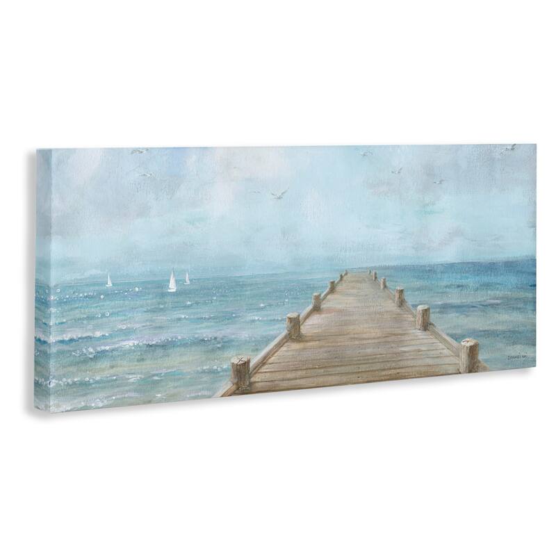 Stupell Waterfront Pier Coastal Ocean View Stretched Canvas Wall Art, Design by Danhui Nai