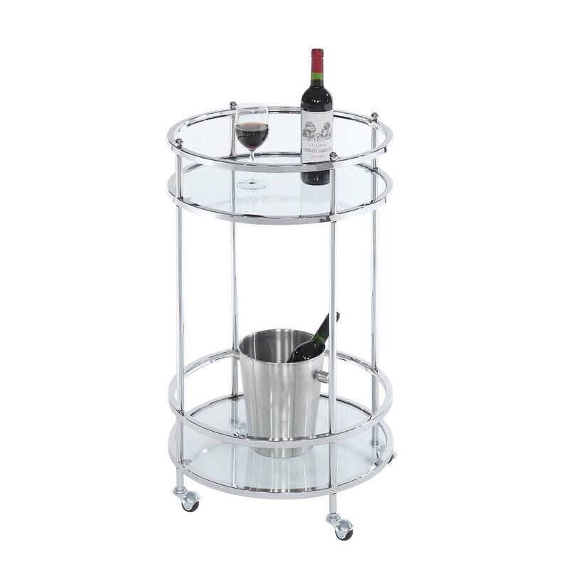 Convenience Concepts Royal Crest 2 Tier Round Glass Bar Cart