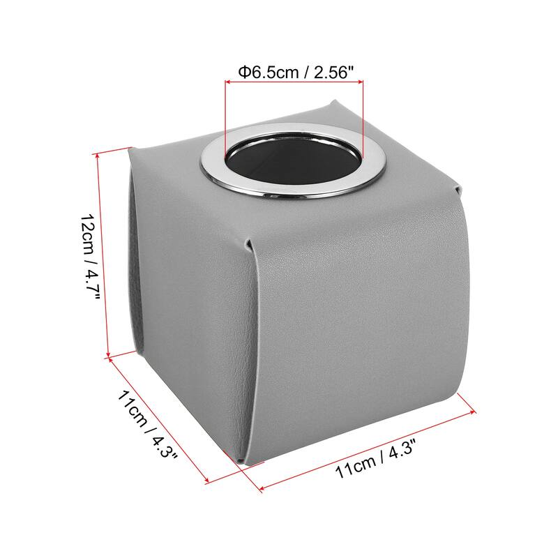 Tissue Box Cover, PU Leather Square Decorative Napkin Paper Towel Dispenser Holder for Countertop Home Office Car - Grey - 1 Pack