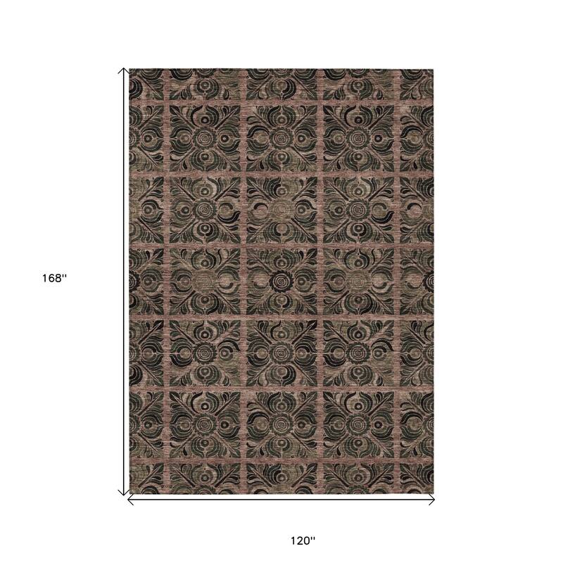 HomeRoots Medallion Transitional Rectangle Outdoor Rug