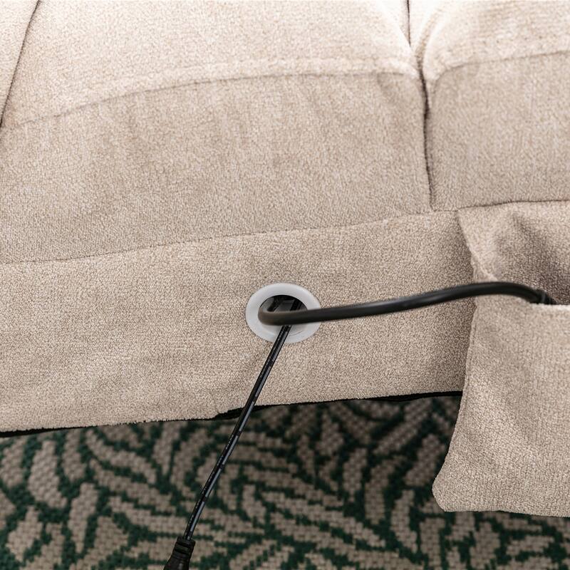 Beige Modern 21.65" High Back Upholstered Chaise Lounge Chair with Remote Control and Ergonomic Electric Massage