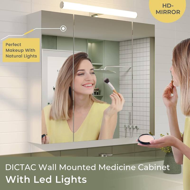 Lighted Medicine Cabinet Bathroom Wall Mounted Storage Doors