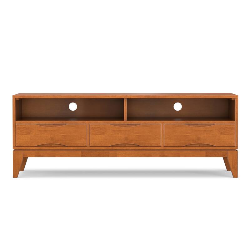 WYNDENHALL Pearson SOLID HARDWOOD 60 inch Wide Mid Century Modern TV Media Stand For TVs upto 65 inches - 60"w x 19"d x 22" h