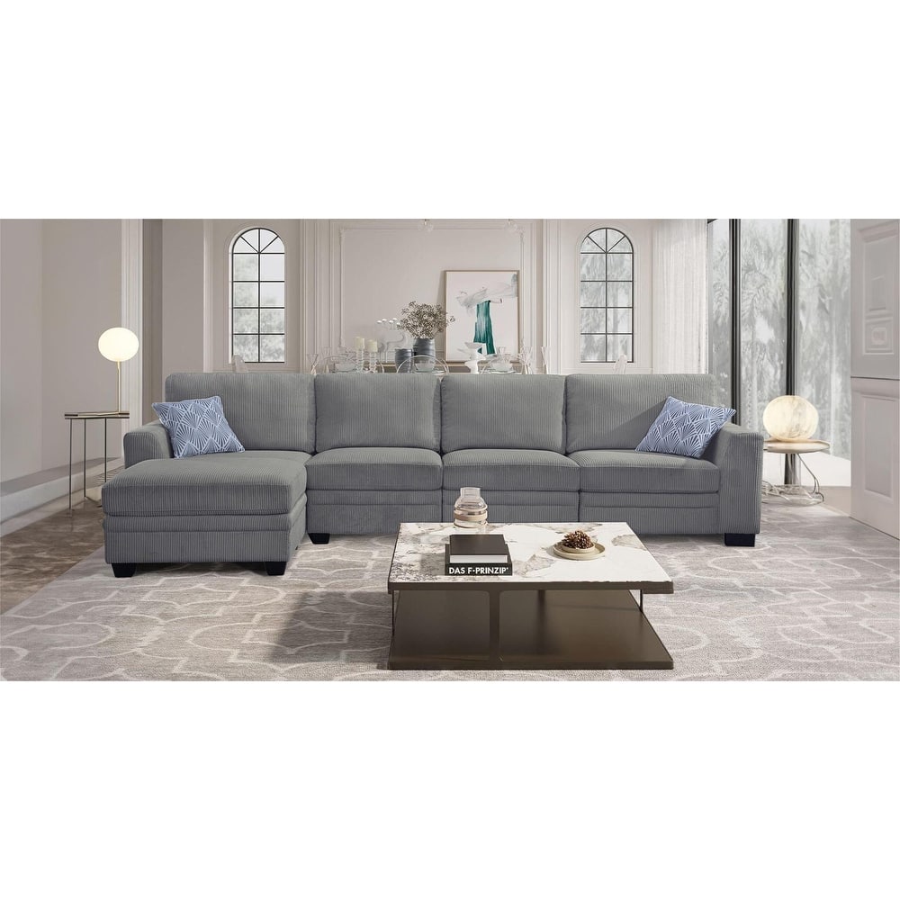 5 PCS Corduroy Flexible Combination Sectional Sofa Couch