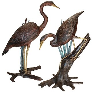 Design Toscano Herons in Reeds Bronze Garden Statues (Set of 2) - Bed ...