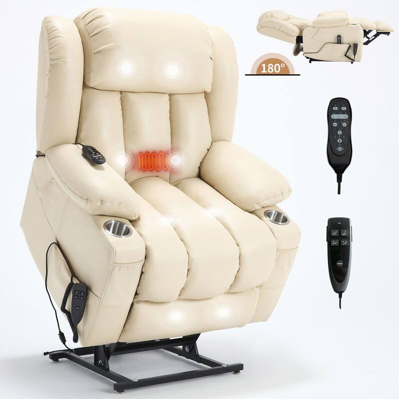 Dual Motor Infinite Position Up to 350 LBS Leatherair Power Lift Recliner Chair