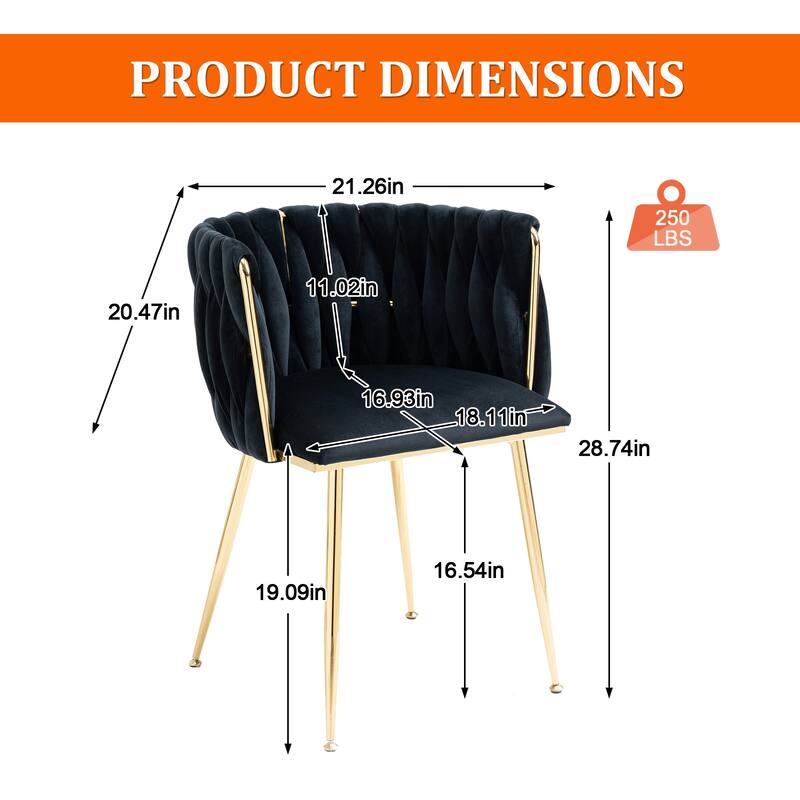 Makeup Chair, Home Backrest Light Luxury Dining Chair, Balcony Table Edge Chair (set of 2)