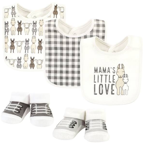 slide 1 of 1, Hudson Baby Cotton Bib and Sock Set, Little Love Lama, One Size - Little Love Lama - One Size One Size - Little Love Lama