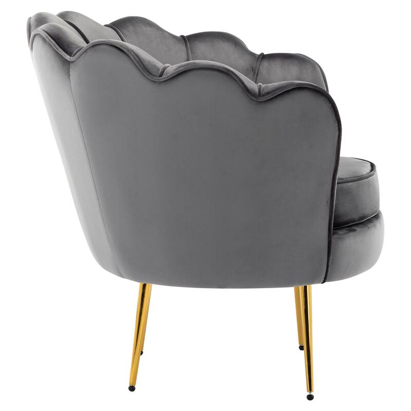 Velvet Lotus Accent Chair Small Comfy Barrel Chair Cozy Round Armchair